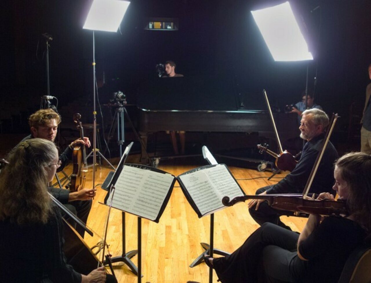 Studio recording of a violin performance.