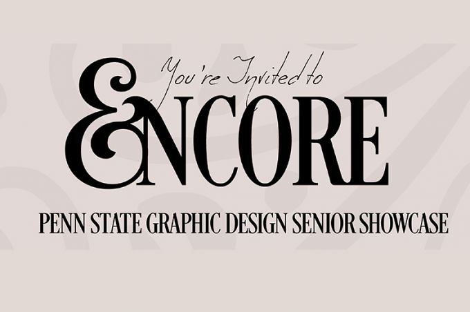 A poster for Encore, the graphic design senior showcase.