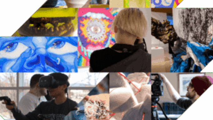 collage of student artists and artwork