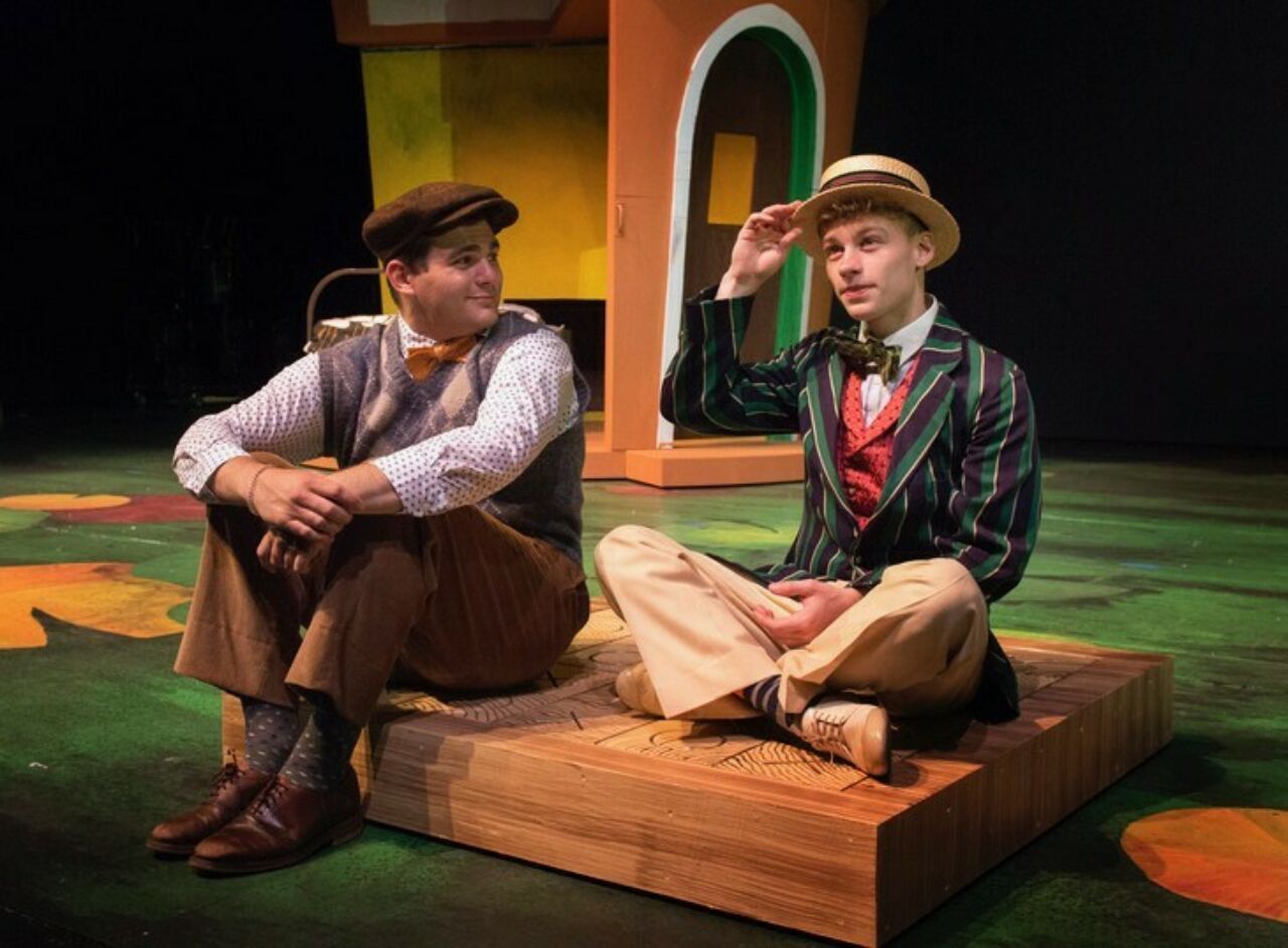 Jonathan Hashmonay (class of 2019, currently Tevye in Fiddler on the Roof on tour) and Jake Pedersen (class of 2021, currently Boq in Wicked on tour) rehearsing A Year with Frog and Toad