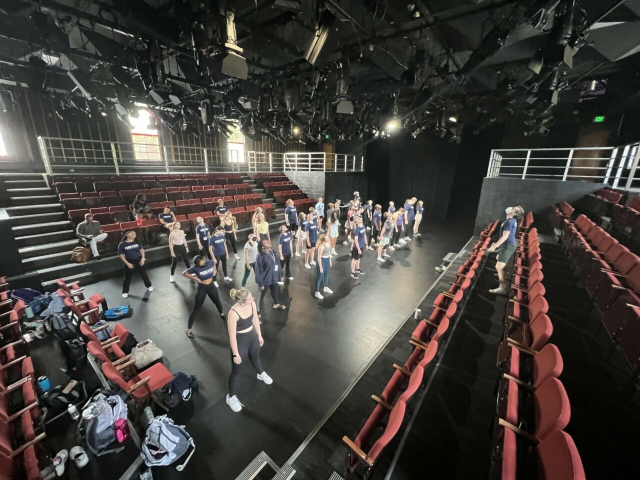 Summer camp students rehearsing in the Pavilion Theatre