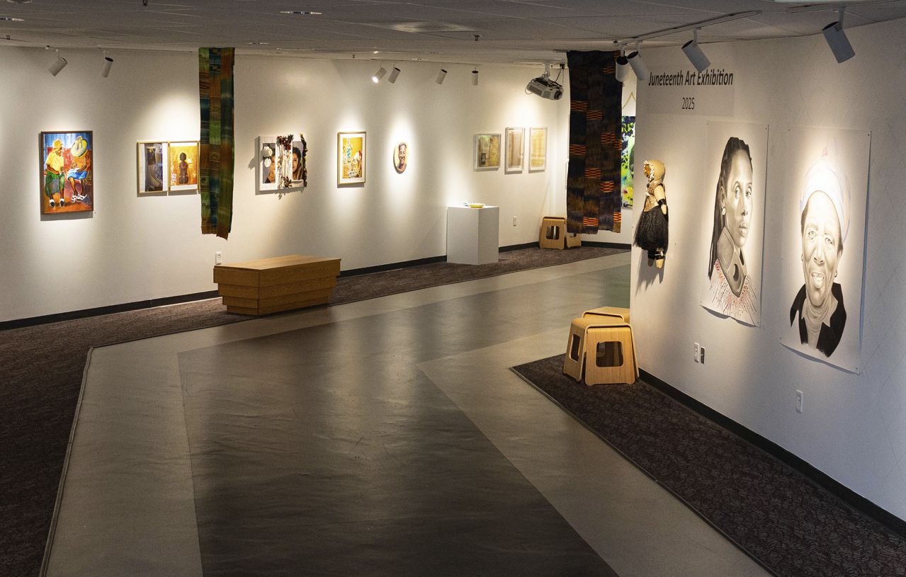 A variety of artwork on display at the 2025 Juneteenth Exhibiton.