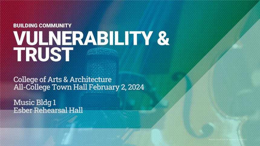 Building Community Vulnerability and Trust Town Hall presentation cover slide.
