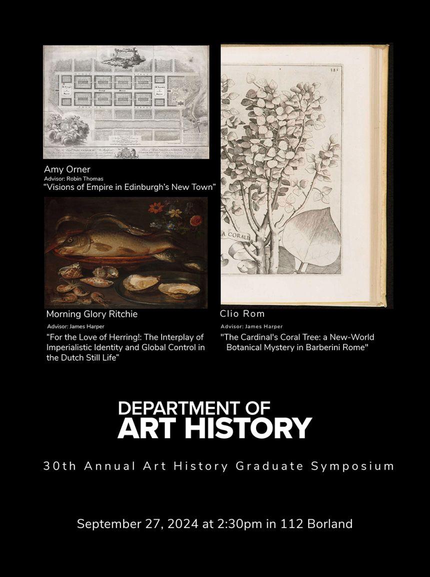 Artwork images on black background Art History Graduate Symposium Flyer announcement