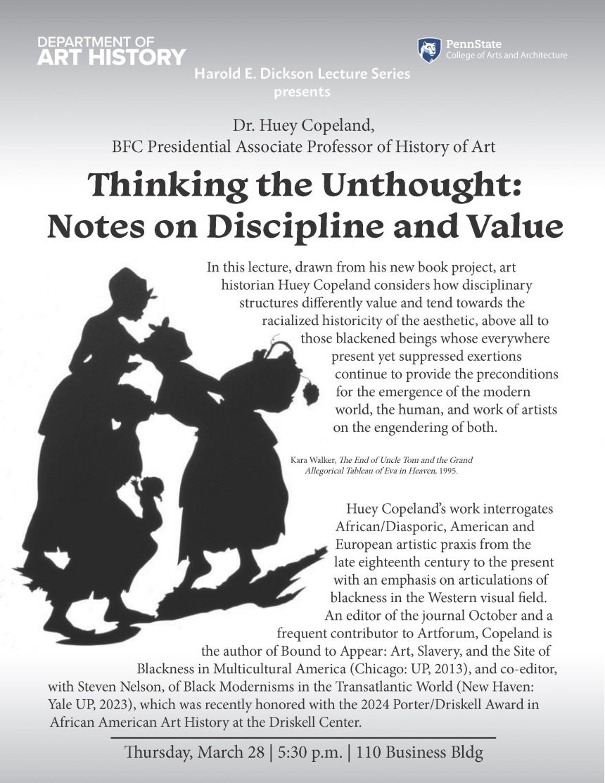 Flyer for Huey Copeland's Dickson Lecture.