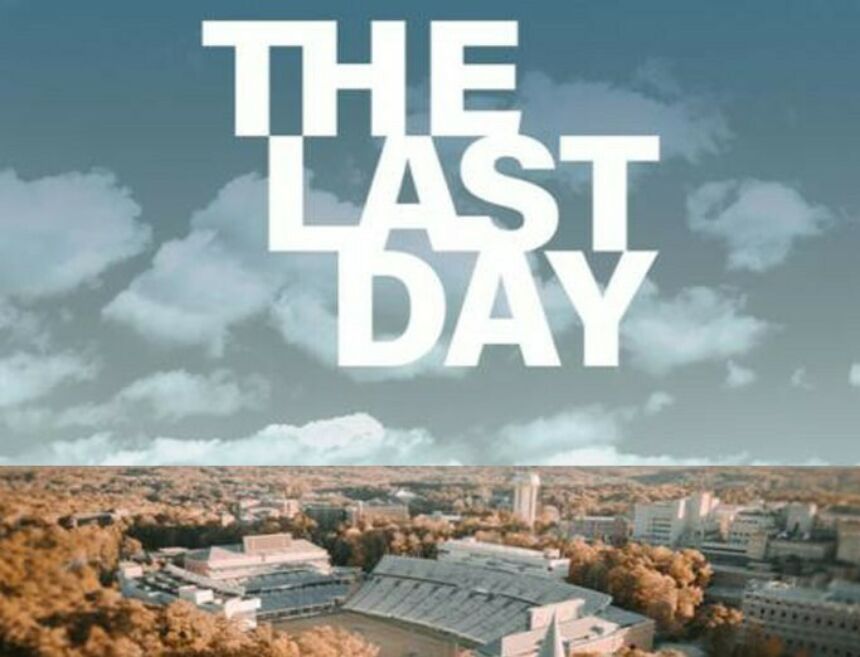 Typographic logo of the play "The Last Day".