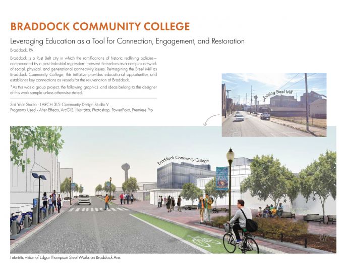 Photos and text summarizing Anne Lai's Braddock Community College project.