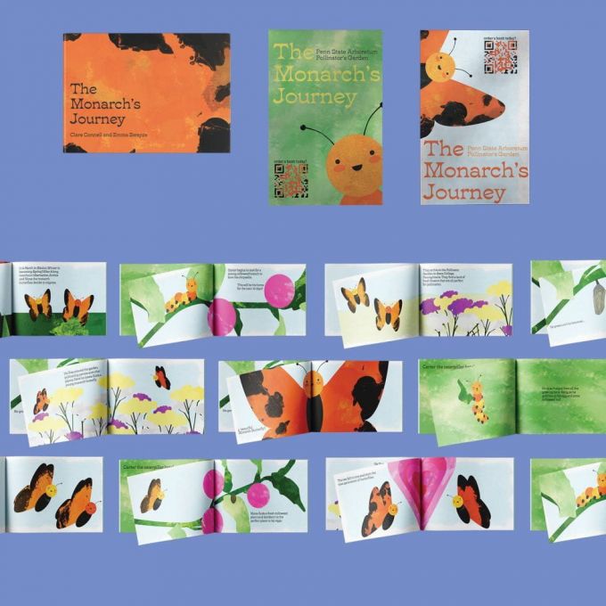 The cover and inside spreads of a children's book called "A Monarch's Journey."