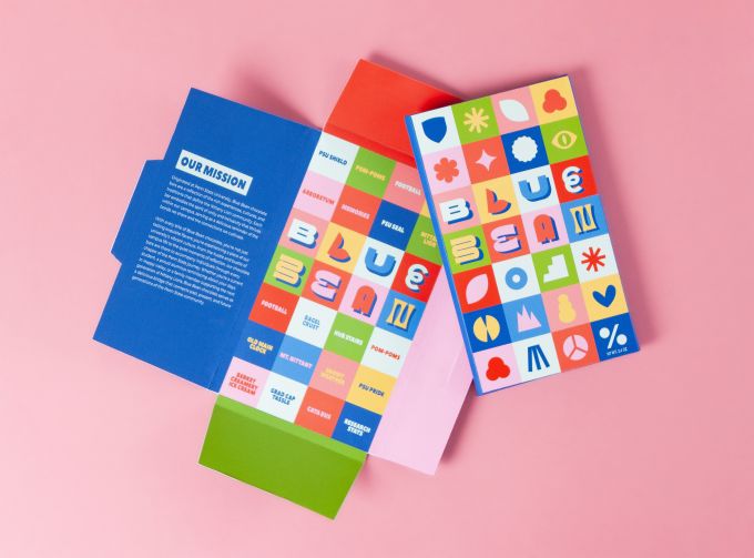 Packaging and publication design for Blue Bean.