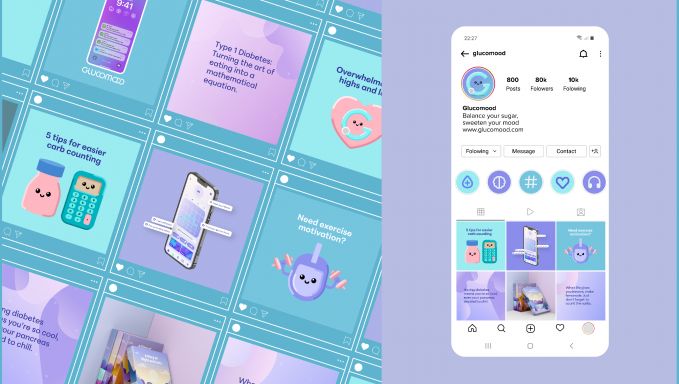 The Instagram feed for the Glucomood app.