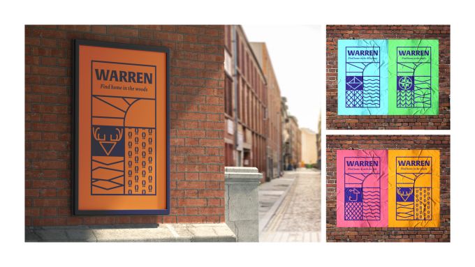 Different signs adorning building walls promoting Warren County, PA.