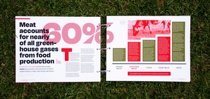 An inside spread of "High Steaks" magazine