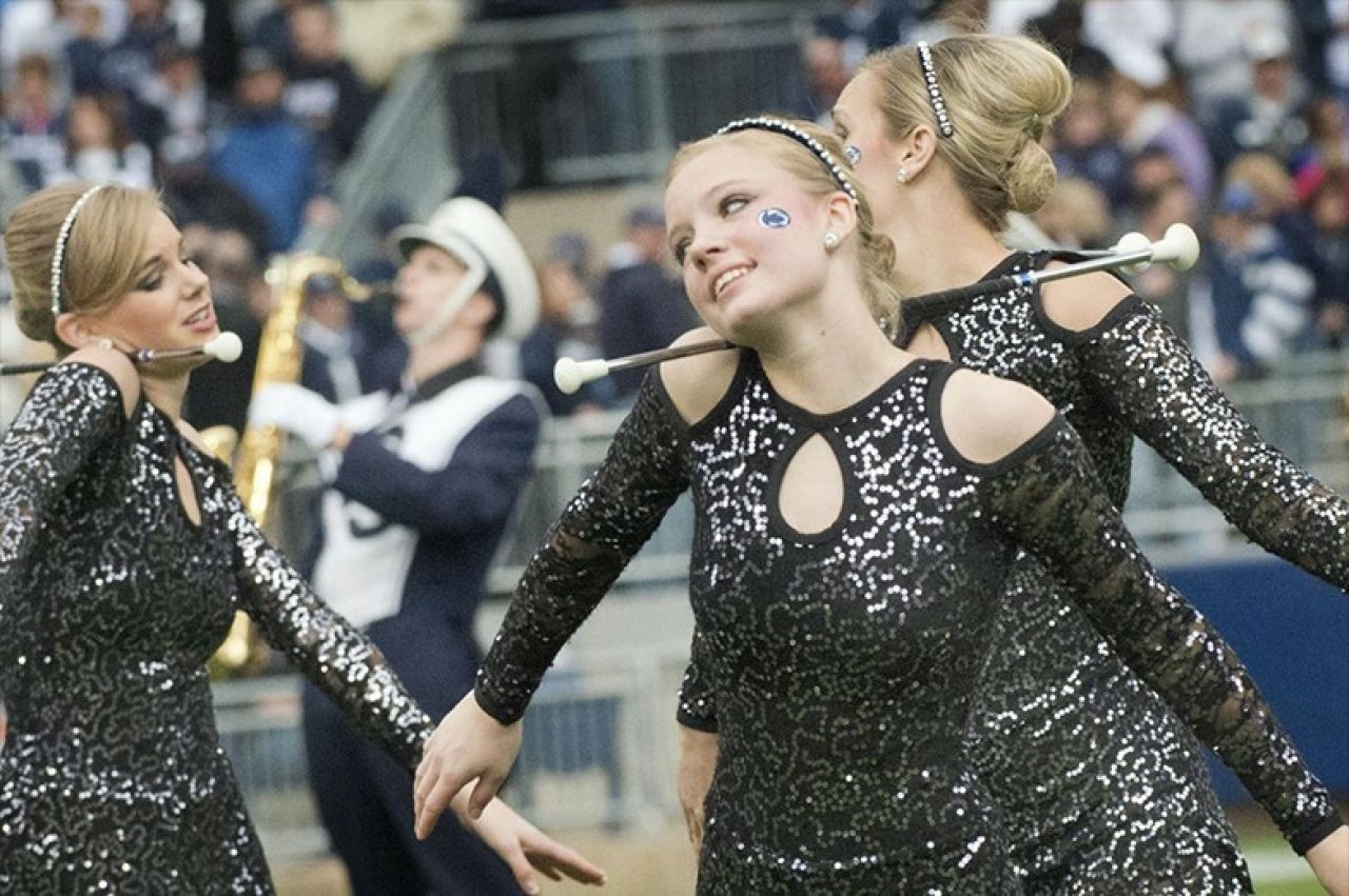 Penn State Blue Band baton twirlers performing