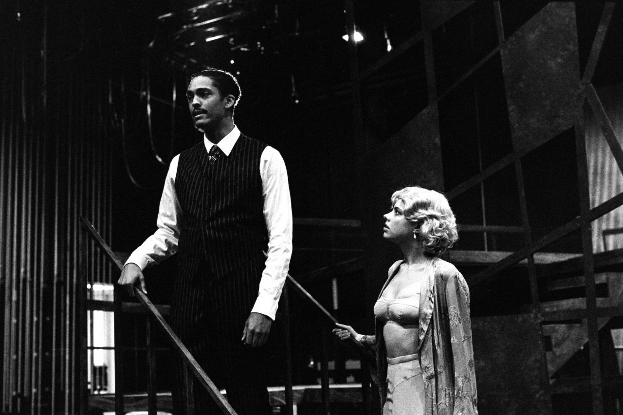 Black and white photo on set of "The Wild Party"