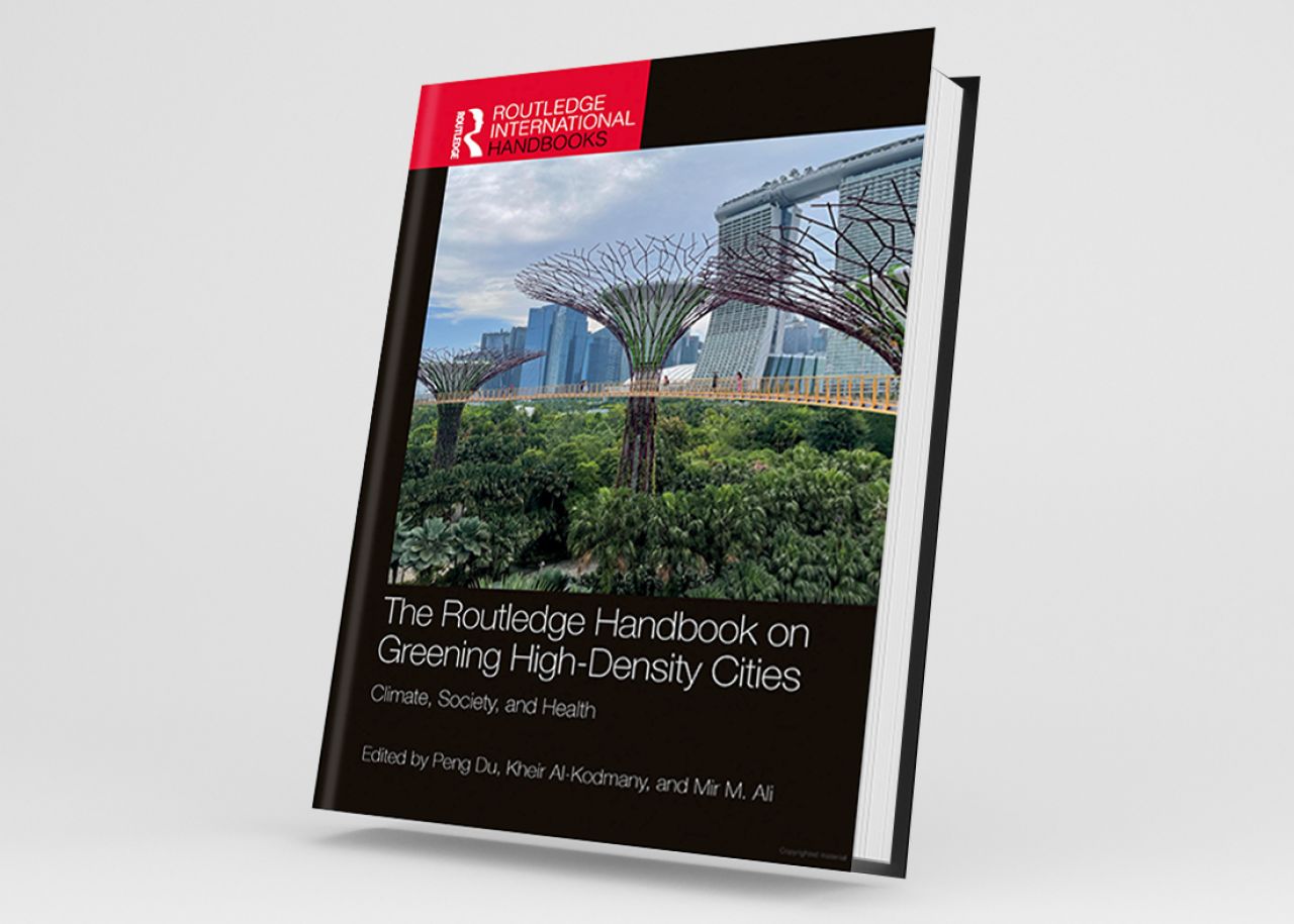 The cover of the book "The Routledge Handbook on Greening High-Density Cities"