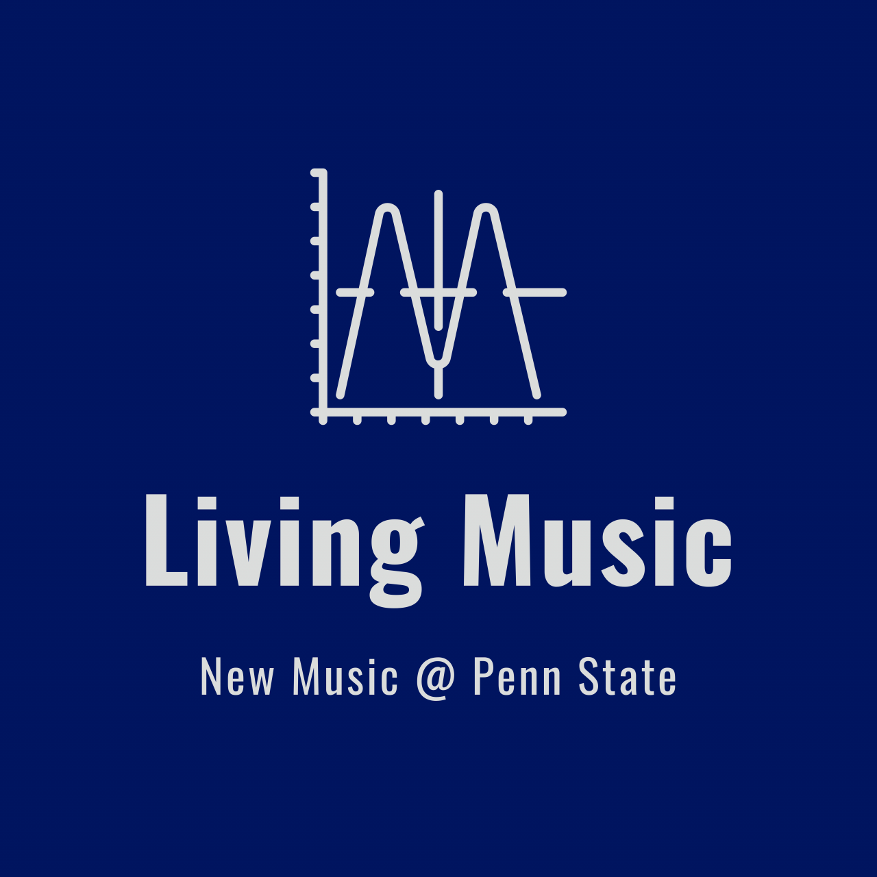 Blue background with Living Music in white text
