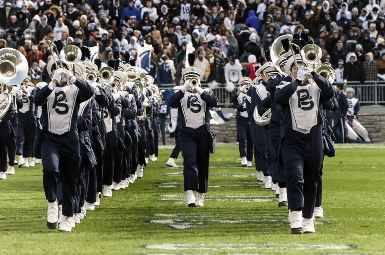 Blue Band marching onto field
