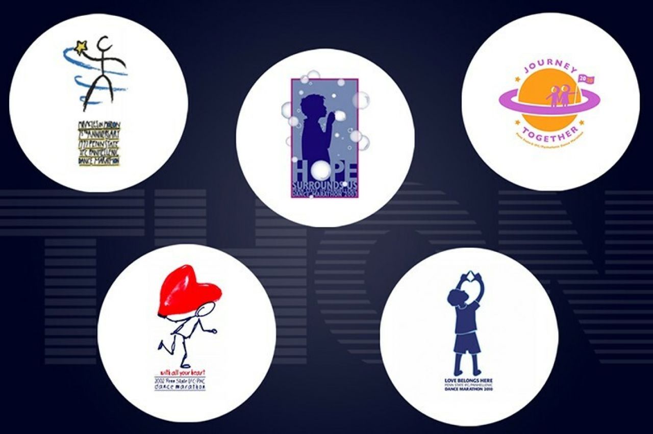 Five previous THON logos against the THON word mark.