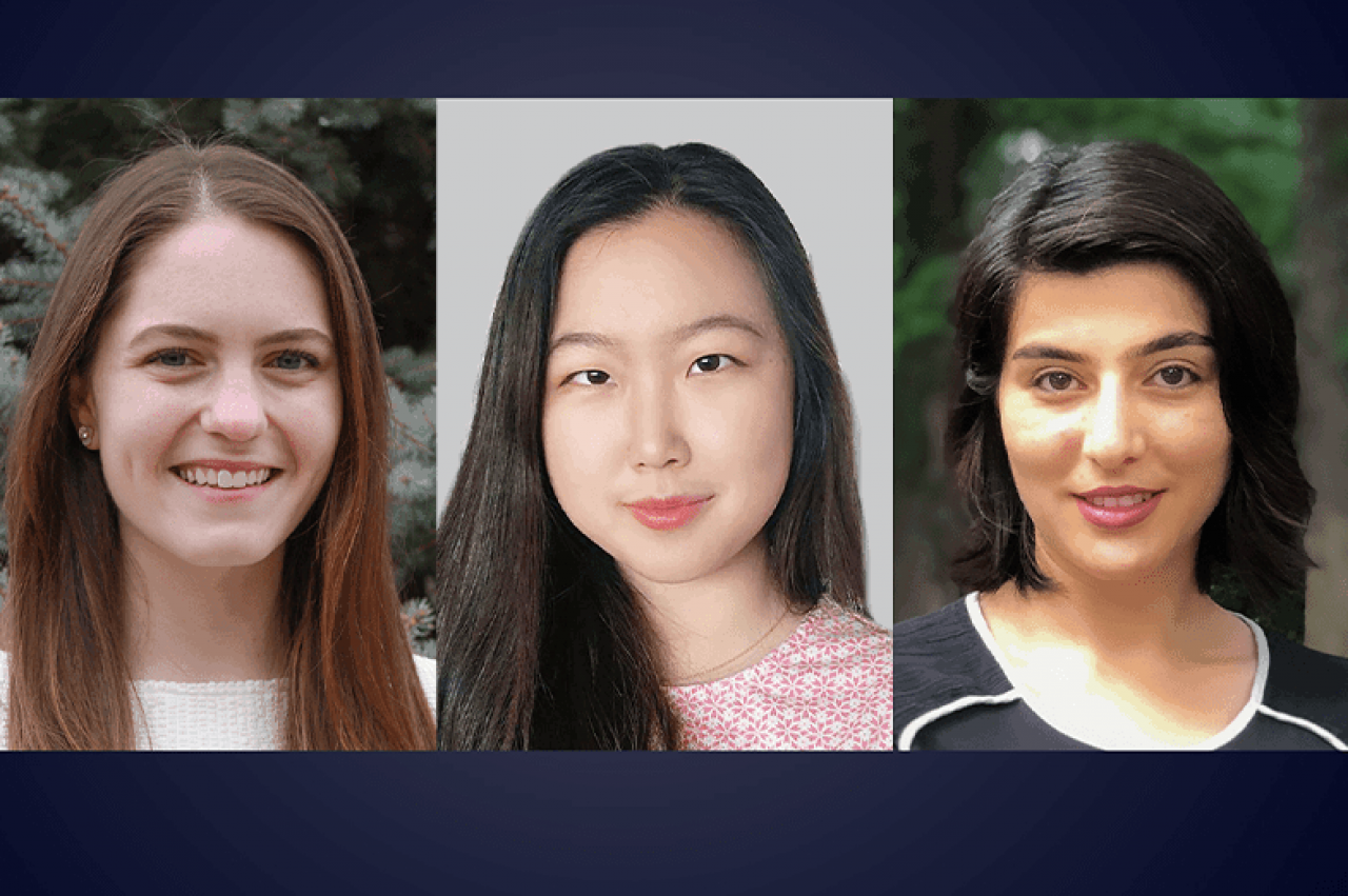 Headshots of Lauren Taylor, Zimeng Chen, and Fahimeh Farhadi
