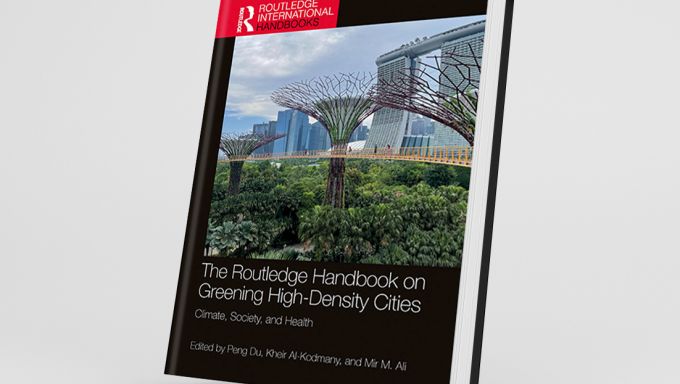 The cover of the book "The Routledge Handbook on Greening High-Density Cities"