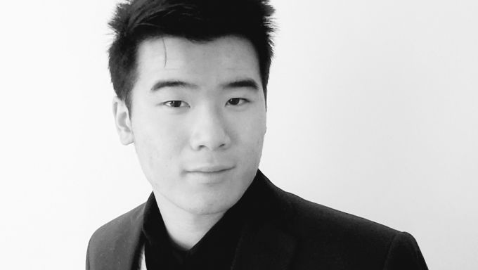 Black and white self photo of Jackie Zheng.