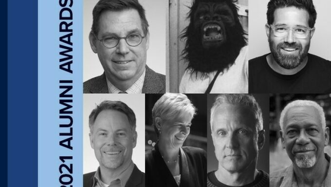 Black and white composite image of Arts and Architecture Alumni Award winners