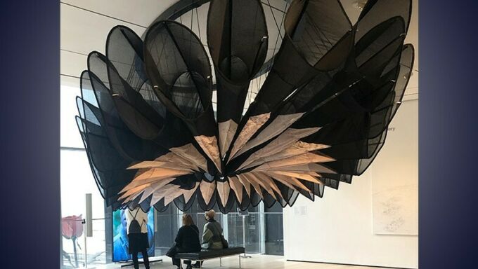 The Black Flower Antenna hanging in the Museum of Modern Art.