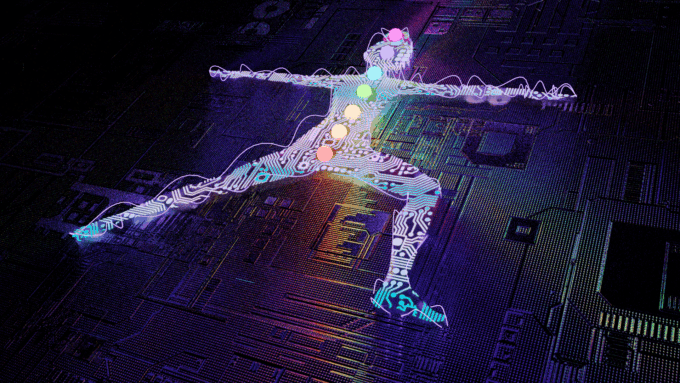 Body in yoga pose rendered in 3D