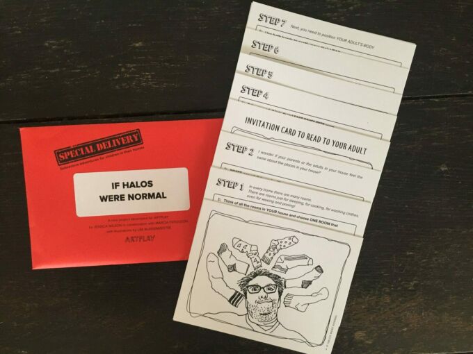 A set of activity cards are spread out in a display.