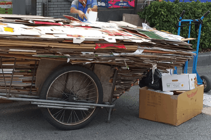 Informal waste cardboard collectors in Seoul.