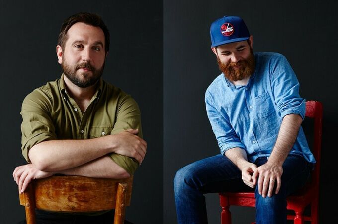 Portraits of Jason Kernevich at left and Dustin Summers on a black background.