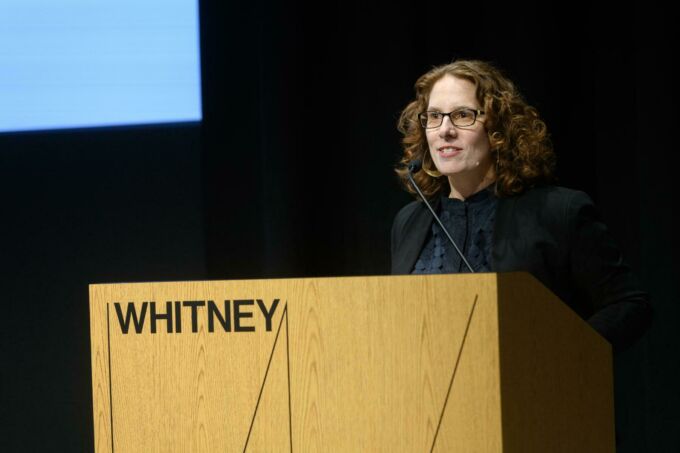 Cathy Braasch addresses the audience before the discussion panel featuring former students of Robert Reed at the Whitney Museum of American Art in New York. Image: Flilip Wolak