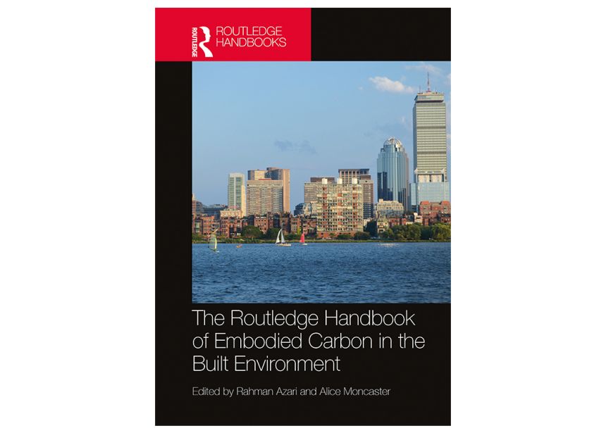 The cover of the book "The Routledge Handbook of Embodied Carbon in the Built Environment"