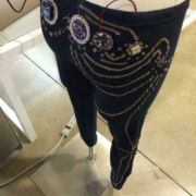 Photo of a pair or prototype leggings on a dress form.