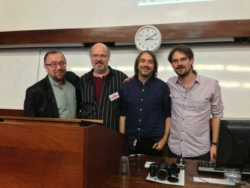 Group photo with Vincent Benitez at PopMAC, International Conference on Analyzing Popular Music, University of Liverpool