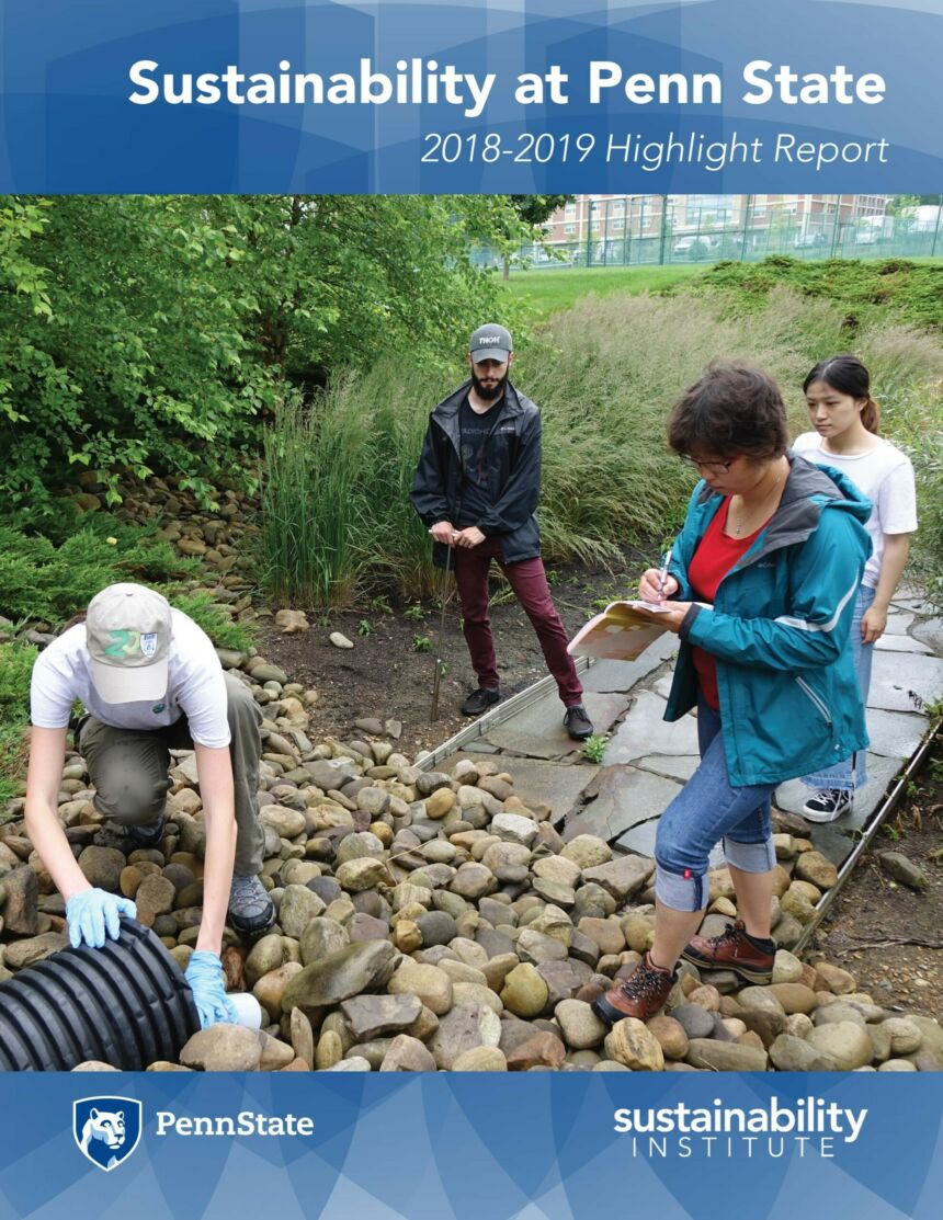 The cover of the Sustainability at Penn State 2018-19 report.