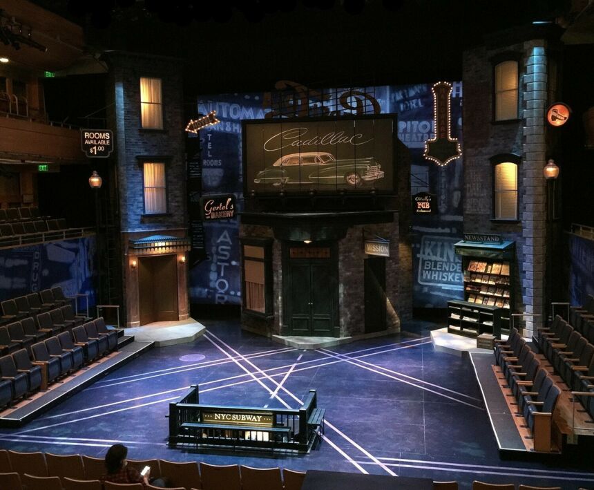 "Guys and Dolls," Scenic Design of a New York City building exterior.