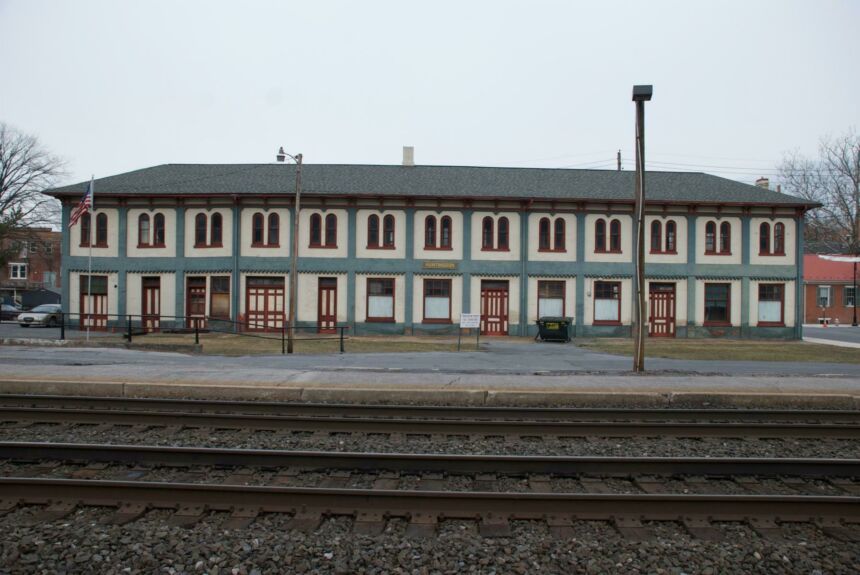 Photo of historical landmark Union Depot building in Huntingdon, PA.