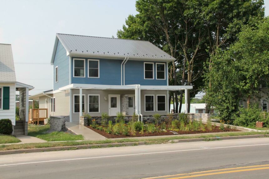 Exterior photo of the completed duplex house.