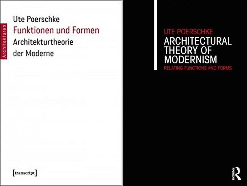 Black and white minimal-style covers of books authored by Ute Poerschke (English and German versions).