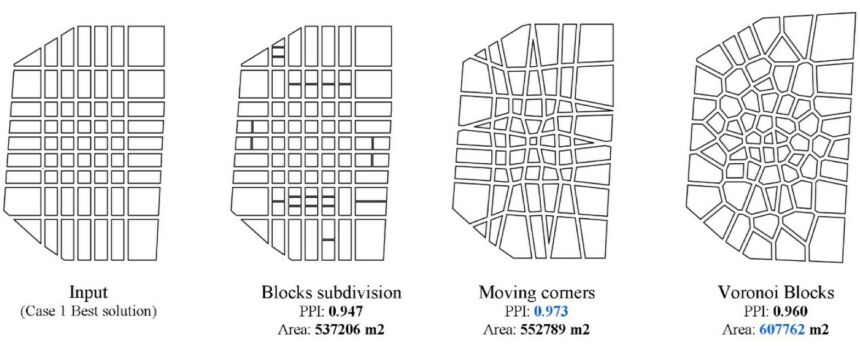 Optimization of urban layouts following a variety of generative strategies. Faculty: Fernando Lima, Nate Brown, Jose Duarte.